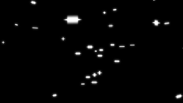 White dazzling star shapes with festive bokeh black screen background