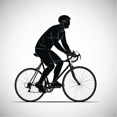 Naklejka premium Cyclist Riding Bicycle Silhouette Illustration.