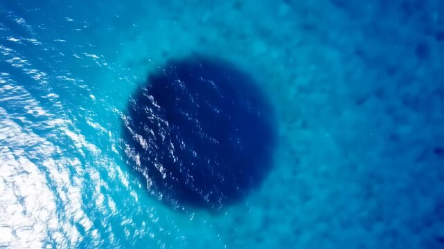 Aerial View of Deans Blue Hole, Long Island, Bahamas - Deepest Blue Hole.