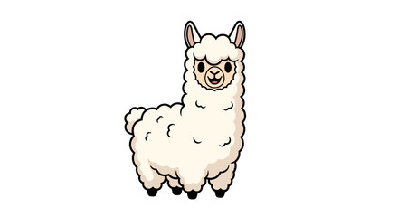 Fototapeta premium Cute cartoon llama standing alone.