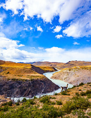 The Paine River bends like a horseshoe