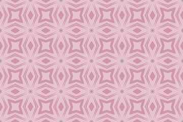 Fototapeta premium Pink Seamless Geometric Floral Pattern Background – Elegant Symmetrical Vintage Decorative Ornament Design