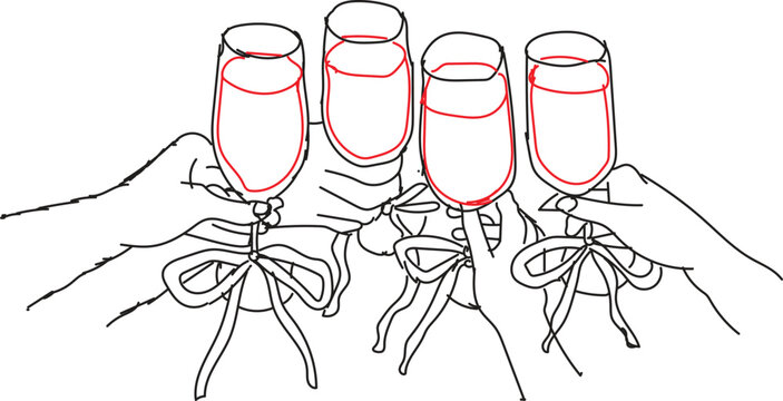 see fo hand with wine glass in a whait bagrund