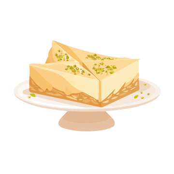 Baklava Cheesecake in a clean 2D flat vector icon style, minimal and simple, set on a plain white background.