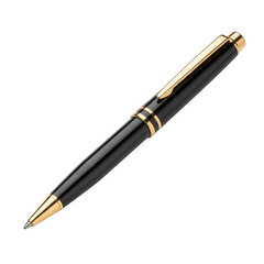Luxury black pen with gold accents isolated on transparent background