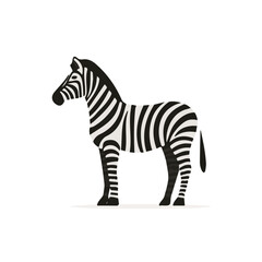 Obraz premium 2D flat vector illustration of Zebra, clean and minimal icon style, isolated on white background.