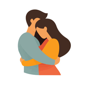 2D flat vector illustration of Hugging, clean and minimal icon style, isolated on white background.