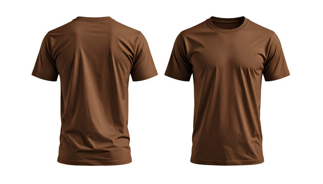 Premium Blank Dark Chocolate Brown Short Sleeve T-Shirt Mockup Front and Back View
