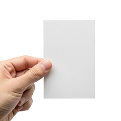 Fototapeta premium A hand holding a blank white card isolated on transparent background