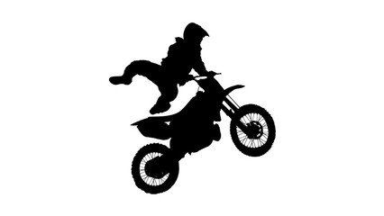 Motocross Freestyle Stunt Silhouette with Rider Jumping © Adi