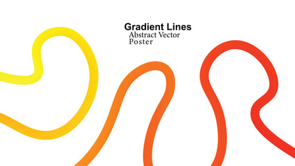 Obraz premium A colorful abstract vector poster featuring gradient lines in yellow orange and red hues on a white background with a modern design aesthetic