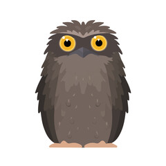 Obraz premium Minimal 2D vector illustration of Potoo in flat icon style on a plain white background.