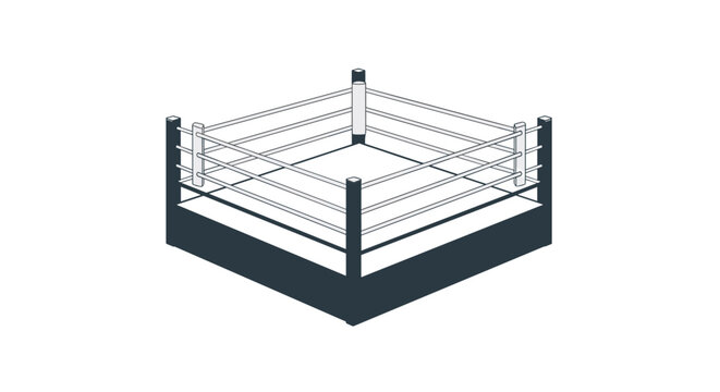 Boxing Ring With White Ropes And Posts
