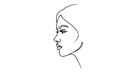 Minimalist Profile Portrait of a Woman's Face in Continuous Line Art © penikmat