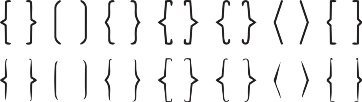 Math Symbols: An arrangement of various math symbols. It's a collection of a variety of curly braces and other related symbols