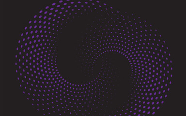 Fototapeta premium Flowing dot particles wave curve pattern purple and black gradient light isolated on black background in concept of AI technology, science, music. Vector
