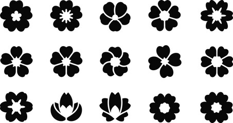Black and white floral flowers silhouettes 4 © hr graphics