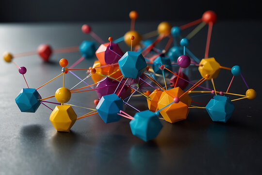 Abstract business teamwork concept with interconnected shapes and modern style