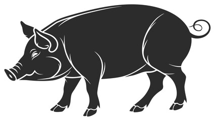 Fototapeta premium Vector illustration of stylized black and white pig farm animal vector illustration