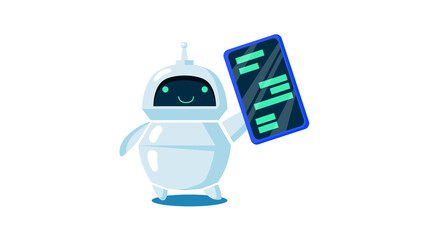 Robot Holding a Mobile Phone Device.