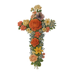 Naklejka premium PNG Floral cross vibrant colors