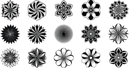 Black and white floral mandala mandalas flowers geometric patterns © hr graphics