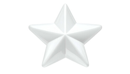Obraz premium A bright, glossy, five-pointed white star with sharp edges and subtle shading