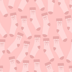 Cute pink socks seamless pattern cozy fashion textile background vector illustration