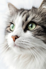 Fototapeta premium Extreme Macro Close-Up of Cat Face Isolated on White Background