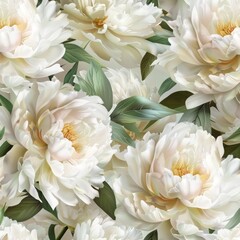 seamless pattern, ultra realistic peony flowers, soft studio lighting, minimal luxury floral design