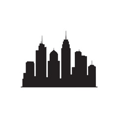 Obraz premium Black silhouette of modern city skyline buildings