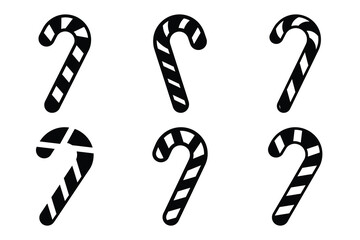set of christmas candy cane icon elements collection.