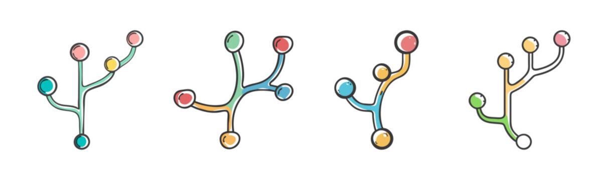 Abstract branching diagrams representing Git branches and version control concepts