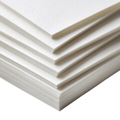 Stack of white art paper sheets isolated on transparent background