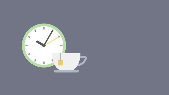 Clock and Tea Cup on a Desk time saucer