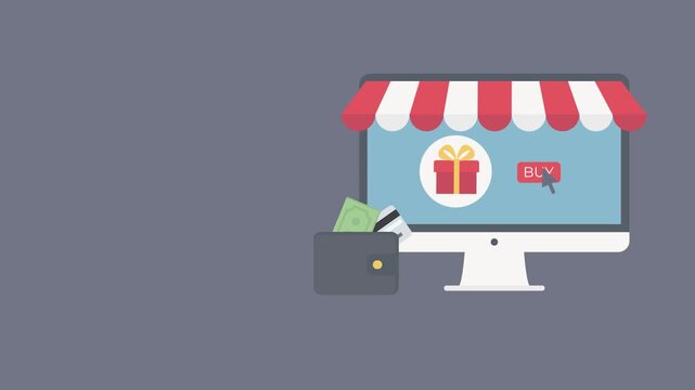 Computer screen showing online store with gift and buy button