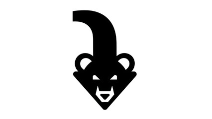 Obraz premium Outline of a bear's head with a curved neck pointing downwards animal logo