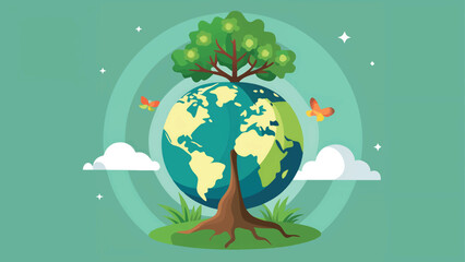 Naklejka premium International Mother Earth Day Tree Globe Ecology.eps