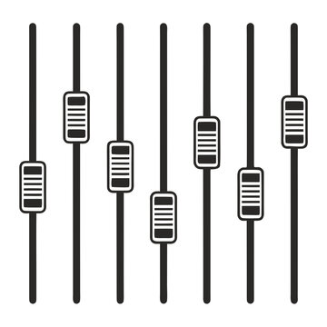 Audio mixer fader sliders icon set for music production and sound engineering professional studio equipment control panel vector illustration design