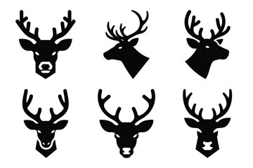 set of reindeer head icon elements collection. © Bhabas