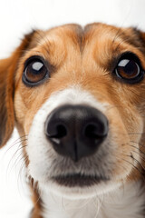 Fototapeta premium Extreme Macro Close-Up of Dog Face Isolated on White Background