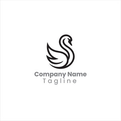 Obraz premium a stylized swan logo featuring minimalist black lines for a sleek and modern aesthetic. 