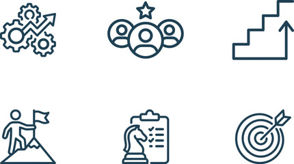 Fototapeta premium Business strategy icons marketing planning analytics growth symbols