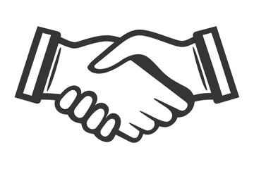 Obraz premium Outline black handshake icon, a versatile graphic for business collaboration and partnership deals