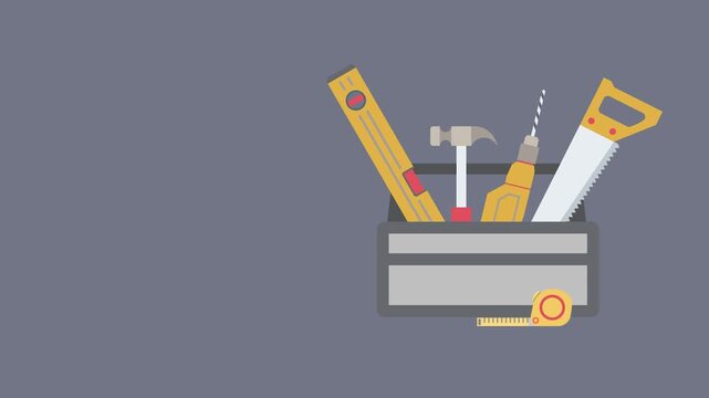 Toolbox with Various Hand Tools and Measuring Tape