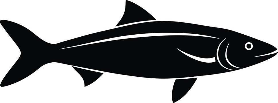 cobia silhouette vector art illustration, black and white design