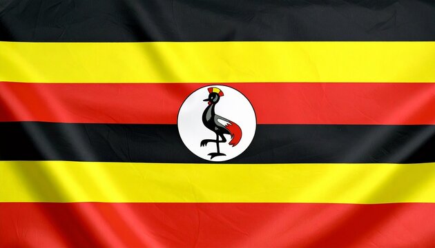 "Uganda flag with crane and stripes"