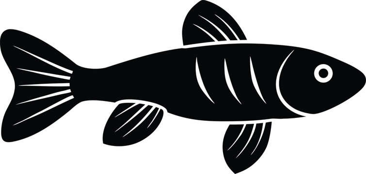 endler guppy silhouette vector art illustration, black and white design