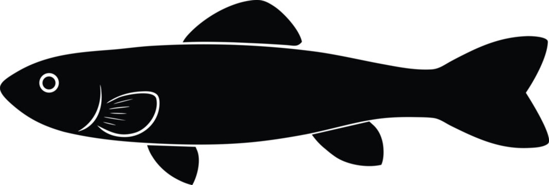 endler livebearer silhouette vector art illustration, black and white design