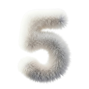 Fuzzy number five illustration isolated on transparent background